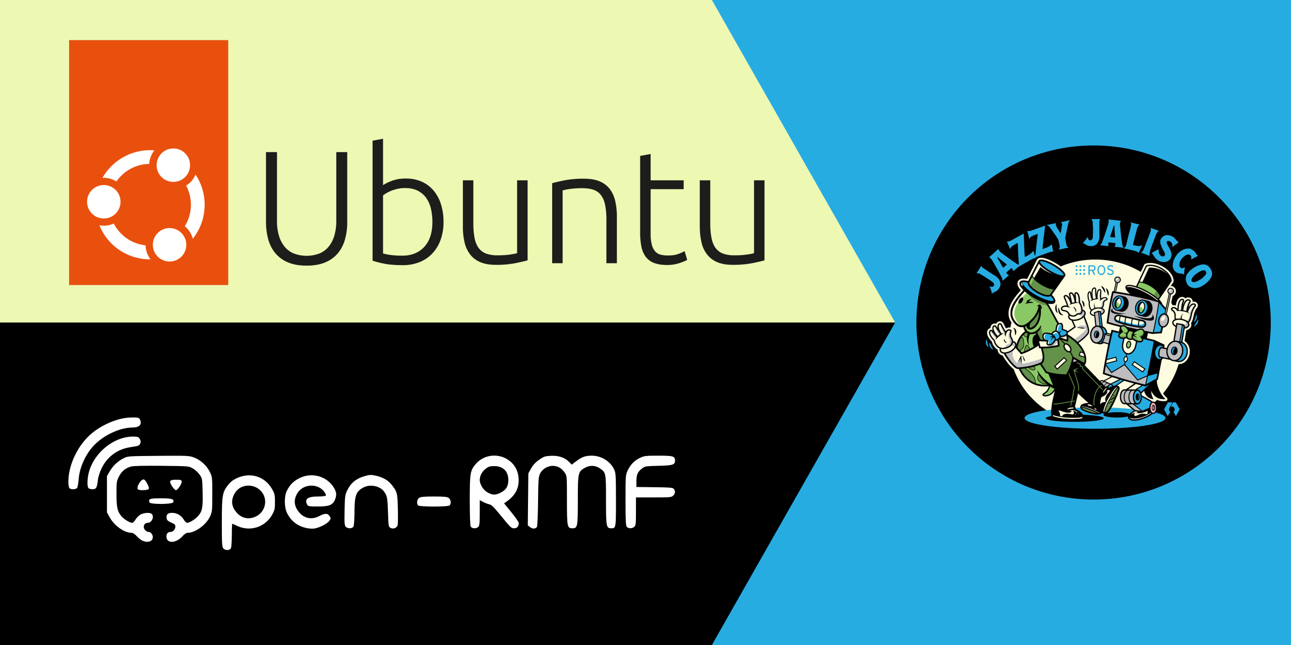 Ubuntu, ROS, and Open-RMF logos
