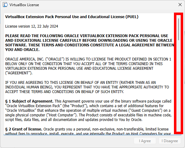 Screenshot of running the Extension Pack installer
