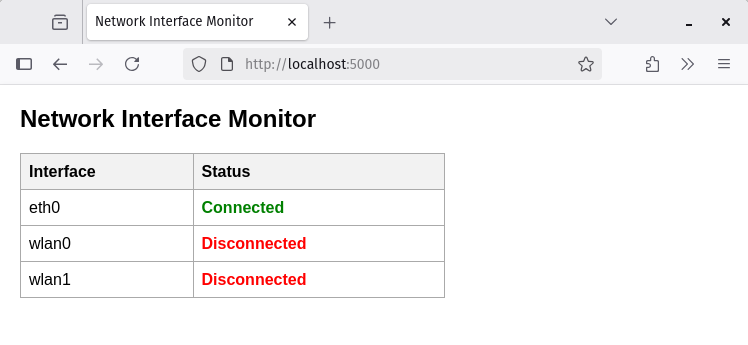 eth0 connected screenshot